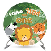 Young Wild One Animals 1er tour de toile de fond d'anniversaire